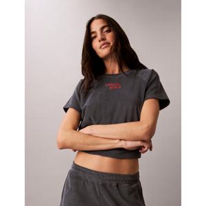 [캘빈클라인 진]여성 CK 타올 테리 크롭 반팔 티셔츠 스웨트셔츠 차콜그레이 47G287G (47G287G