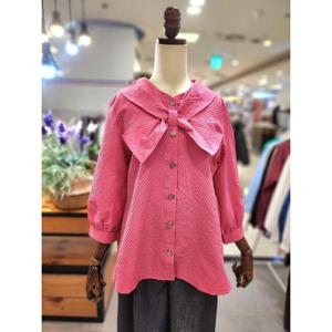 스테파니 세이브존01 격자 리본 블라우스 A26SH6204