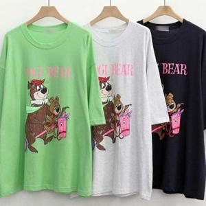 306P468S 빅사이즈미시옷 여성큰옷 베어 가족 반팔티