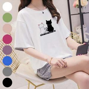 반팔티 나염 307J682S 의류 빅사이즈미시옷 러브 여성