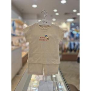 아가방 세이브존03 아가방 베이지 하퍼 반팔 7부 상하세트 AQ01S353001A