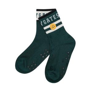 파리게이츠골프양말 PQS 521E1SC005_GN 여성 스마일 패치 배색 로고 중목 양말