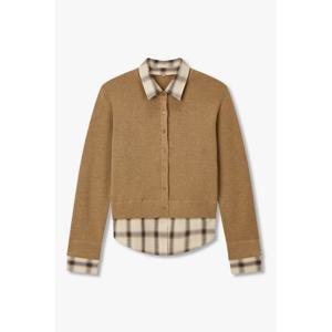 [보브]체크 패치 디테일 니트 가디건 7116150105