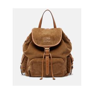 미우미우 레더 트리밍 코듀로이 백팩 P01147468