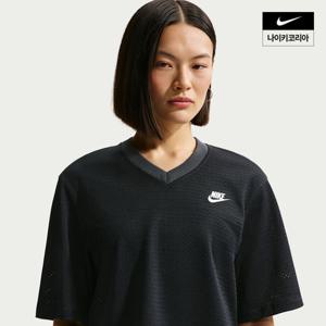 [나이키] 스포츠웨어 여성 오버사이즈 헤리티지 크롭 메쉬 저지 IR1651-010