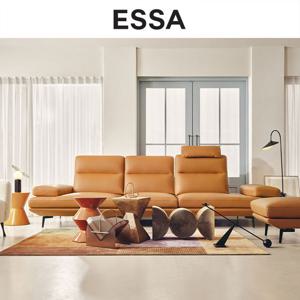 [에싸] 프레소 4인 스윙기능 베티버 천연 면피 통가죽 소파+스툴