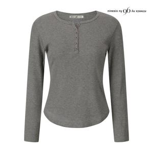 나인식스뉴욕  버튼넥 데일리룩 스판 티셔츠 (NQ4TS022M0)