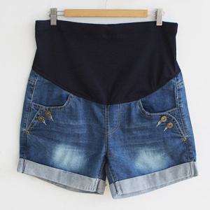 임산부 단추 롤업 청반바지 빅사이즈 외출임부복 0115