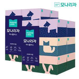 모나리자 미니플러스 미용티슈 250매 12입 2개 총 24개