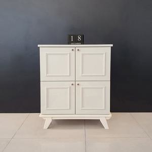 한집가구 웨인스코팅 원목 4도어 수납장 크림화이트(원목다리)