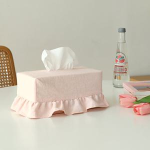 유노야 글로리 프릴 사각 티슈커버 (피치핑크)