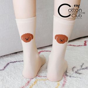[NY코튼클럽] 여성 뽀글이퍼피 무지 중목 양말 W2307
