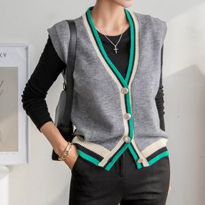 [나크21] (55~99) 배색라인 니트 베스트 NK21-T-52