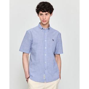 헤지스 남성 25SS 블루 윈도우 체크 뱀부 반팔 셔츠 HZSH5B512B2