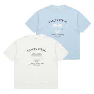 [틴톡] 여자 여름이월 5부 오버핏 하트 레터링 티(25PT455)