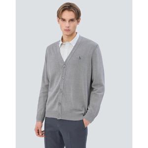 헤지스 남성 25SS 스테디셀러 차콜그레이 짜임 면혼방 가디건 WHSW5B202CG