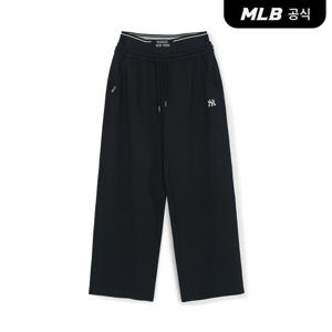 [MLB공식] 26SS 여성 베이직 더블웨이스트 세미와이드 힙 팬츠 NY (Black) 3FPTB0361-50BKS