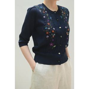 [비꼴리끄]퍼프소매 자수 가디건 B232KC3020