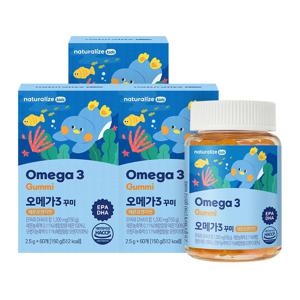 네추럴라이즈 키즈 오메가3 꾸미 3병 3개월분 / 레몬오렌지맛