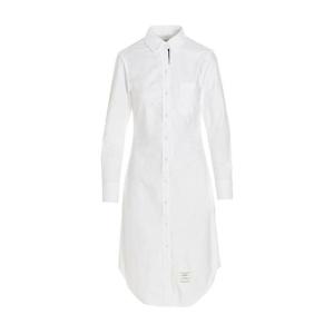 톰브라운 삼선 카라 셔츠 드레스 화이트 여성 FDSB32E 06177 100