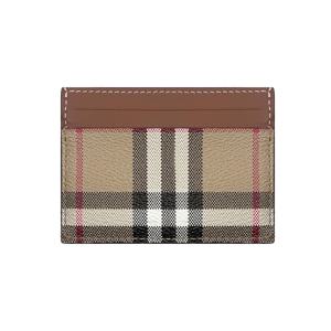 [버버리] 체크 레더 카드 지갑/아카이브베이지/80704181