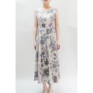 [비꼴리끄]린넨 프린트 민소매 원피스 B242WO3190