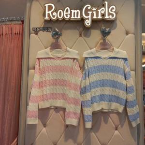 로엠걸즈 DP01 오픈 카라형 스웨터 RGKA2413P