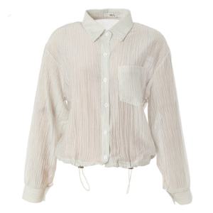 [에이비에프지]점퍼스타일 스트라이프텐셀긴팔블라우스 APY3HB38H