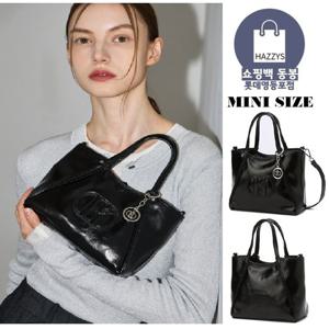 [헤지스]블랙 로고배색 가죽 미니토트백HIWA4F550BK