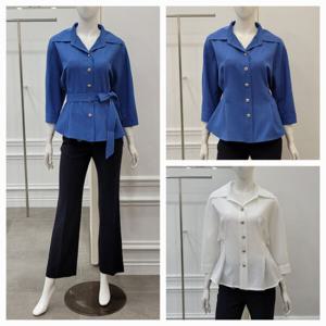 [미니멈]페미닌 벨티드 블라우스 (MYAGWB2110BL)_IC