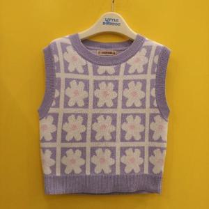 리틀밥독 HC11 퍼플꽃니트조끼 H241MVT01