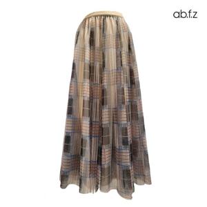 [에이비에프지]체크 패턴 밴딩 롱 망사 스커트 APZ1HS37C