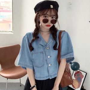 반팔 데님 셔츠자켓 UNLO-104