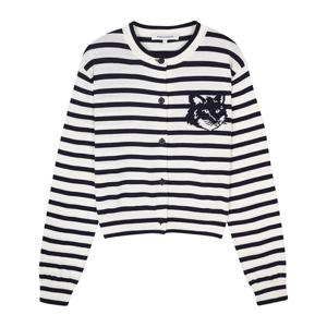 메종키츠네 폭스 헤드 가디건 네이비화이트 MW00502KT1102 S492