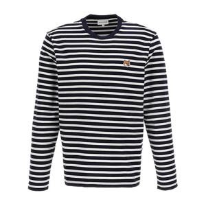 메종키츠네 스트라이프 긴팔티 네이비 LM00105KJ0044 S480