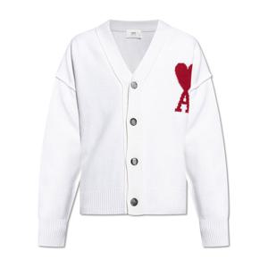 아미 빅 하트 로고 가디건 화이트 BFUKC006 018 154