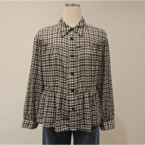 [비지트인뉴욕]체크 셔링 블라우스 VB8LS20