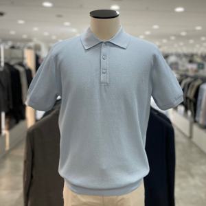 [지오지아]워셔블 코튼 변형조직 카라 니트티_ABF2ET1103_LBL_DG