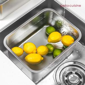 벨라쿠진 연마제 없는 에센셜 스텐 사각 대형 설거지통 10.5L 깊은 밧드 대용량