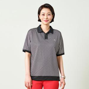 [마담엘레강스] 아쿠아 체크 블라우스 K252BL09