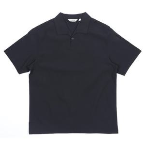 [리얼지오지아][25SS] 남성 블랙 미라쿨 원버튼 반팔 카라티 ADF3TT1901