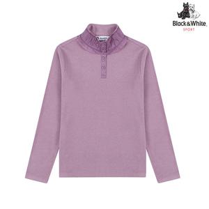 [블랙앤화이트] 여성 우븐배색 하이넥 티셔츠 9255LBSR_PURPLE