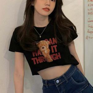 곰돌이 영문 크롭 반팔티 URD-013