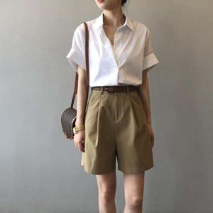 오프닝 롤업 반팔 블라우스 숙 MFNC03003