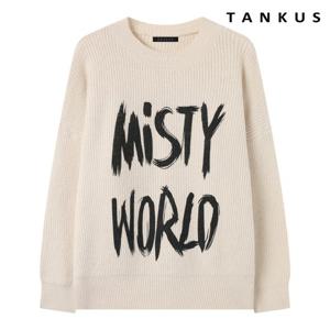 [탱커스] 레터링 자수 루즈핏 긴팔 니트 (TX4KP011L0)