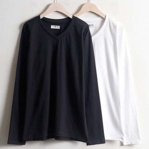 빅사이즈 PC 30수브이넥긴팔티 w035H210 오버핏