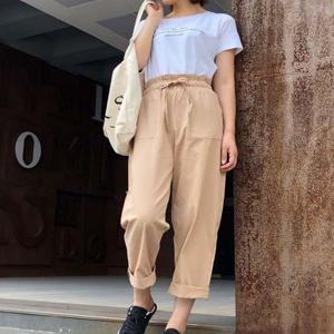 여성 넓은 허리밴딩 심플 주머니팬츠 롤업팬츠 마바지