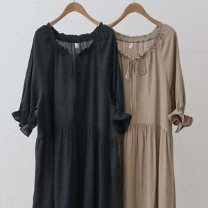 셔링넥 빅사이즈 307G993S 빅사이즈미시옷 스트링 롱