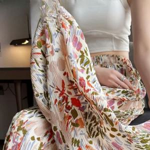 주름 플라워 와이드 팬츠 DE-240527