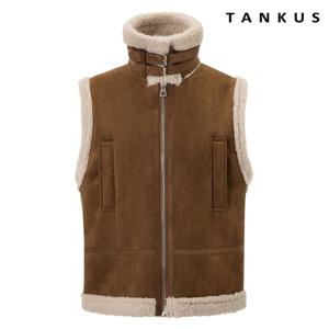 [탱커스] 양털 배색 하이넥 스트랩 무스탕 베스트 (TX4VT009L0)